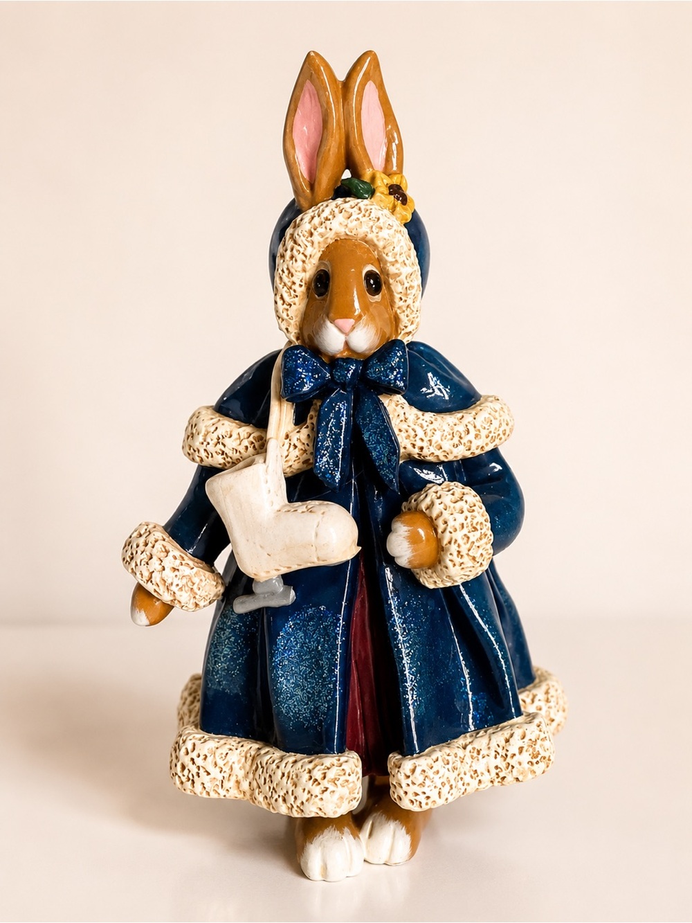 Vintage 1999 Enesco Donna Little Bunny Littles Winter Rabbit Figurine Ice Skates